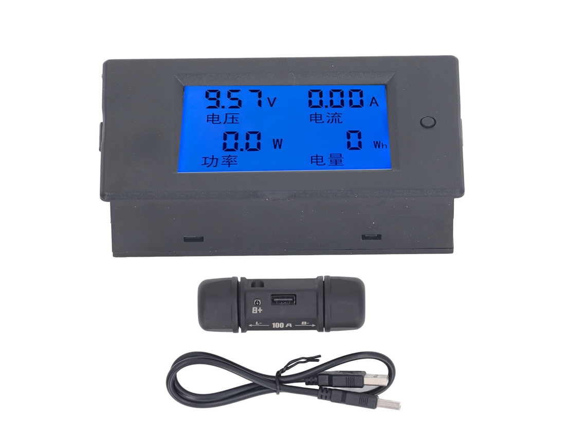 Monitor De Batería Dc Digital Voltímetro Amperímetro Para 6.5‑100v Con Cable 0.5m