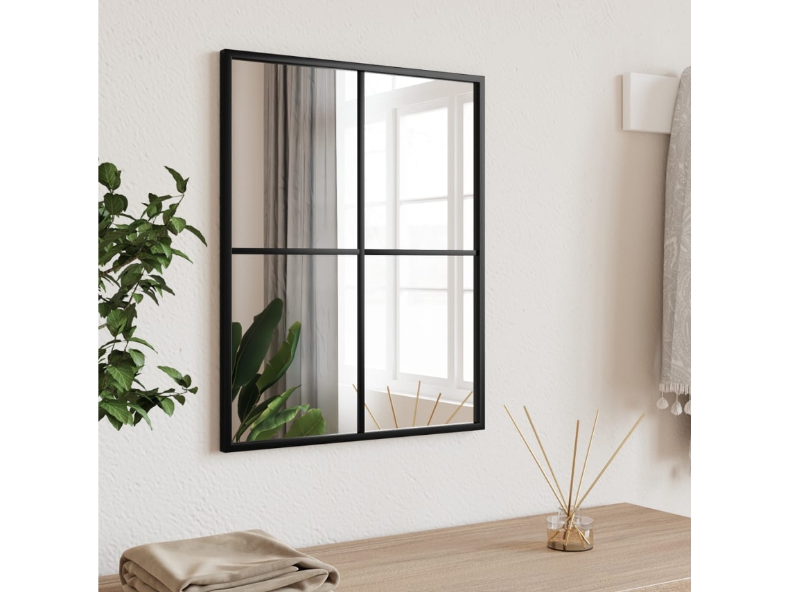 Espejo De Pared Rectangular De Hierro Negro 40x50 Cm