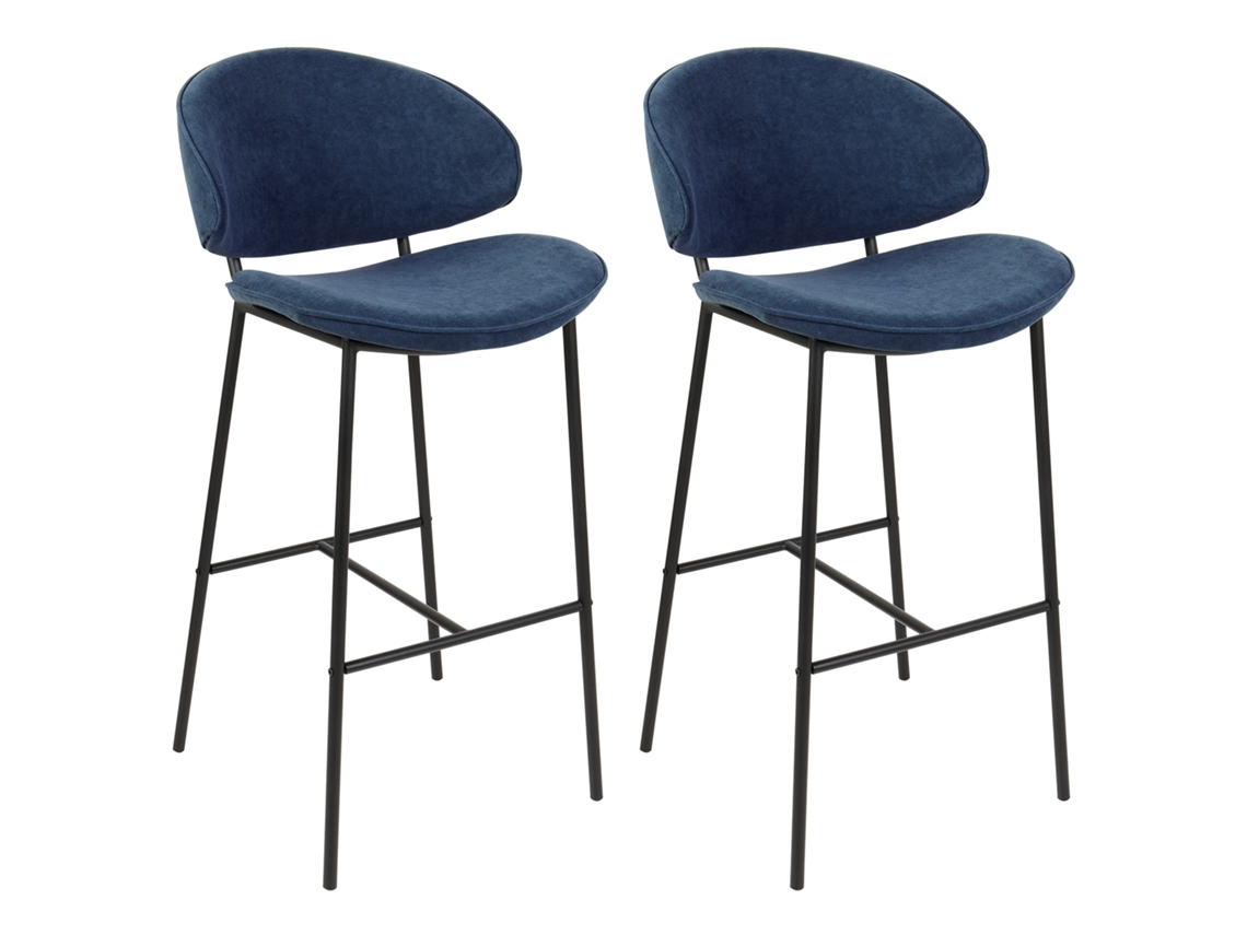 Banco de bar BELIANI Kiana de Poliéster Azul 49x47x104