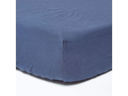 Homescapes Navy Blue Linen Deep Fitted Sheet, Double