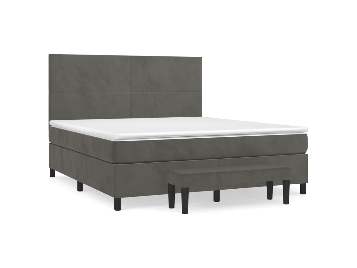 Maison Exclusive - Cama Box Spring Con Colchón Terciopelo Gris Oscuro 180x200 Cm