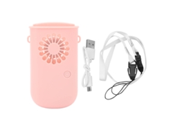 Ventilador de cuello portátil recargable, 3 velocidades, rosa