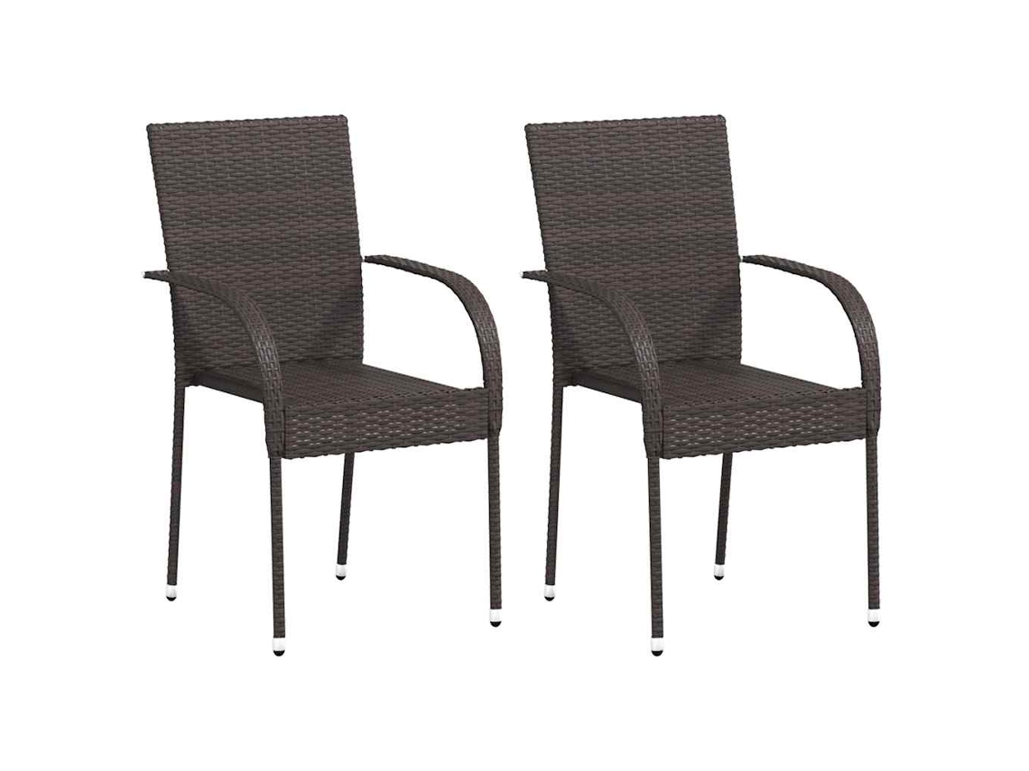 Sillas de exterior apilables de dos piezas DKD Home Decor en mimbre sintético marrón
