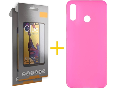 Kit Funda + 2 Protectores de Pantalla Huawei P Smart 2019 SKYHE Liso Rosa