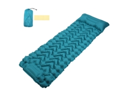 Colchón Inflable Para Camping Azul Con Almohada, Ergonomico, Impermeable, Inflado Por Presión De Pie Para Exterior