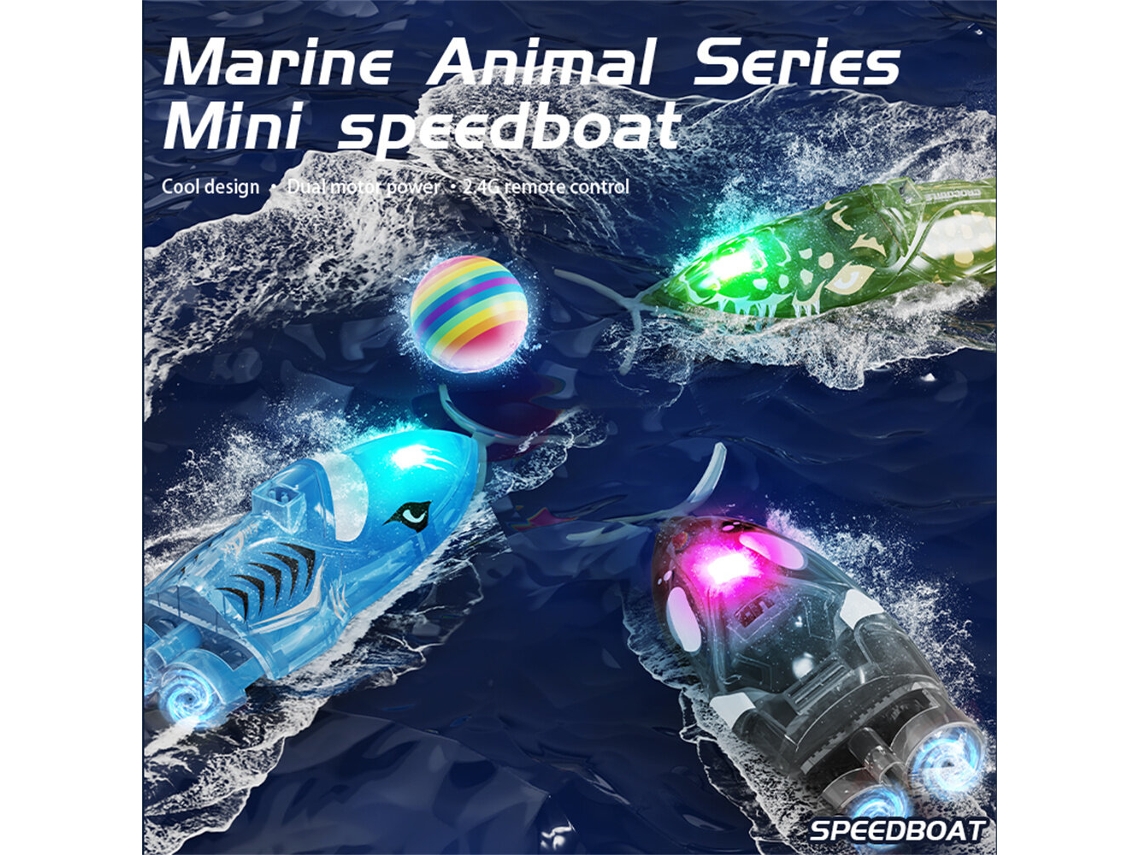 Azuljjrc S21 Rtr 2.4g Mini Barco Rc Serie Animales Marinos Lancha Rápida Rotación De 360° Luces Led Vehículos Modelos Juguetes Impermeables