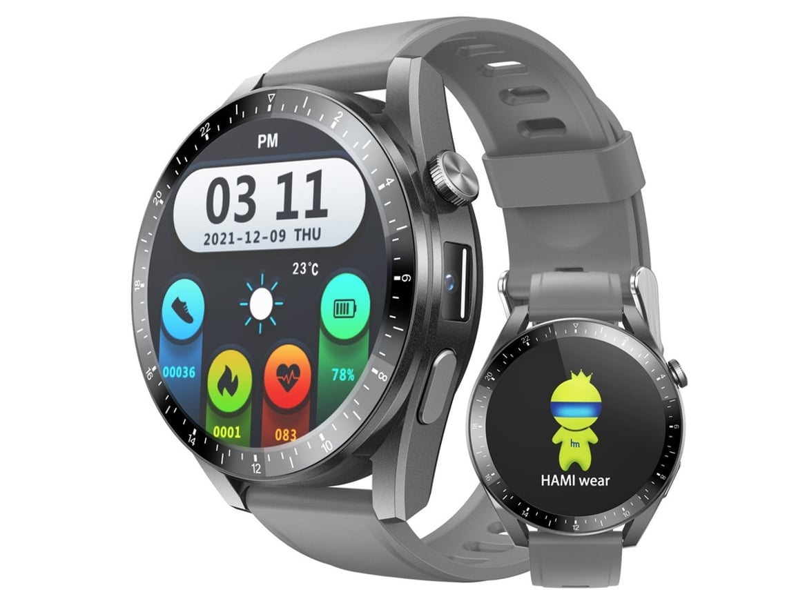 Reloj inteligente Yunzii A2 M gris con Bluetooth, 4G, GPS, pantalla AMOLED, monitor de frecuencia cardíaca, monitor de oxígeno en sangre y seguimiento de actividad física.