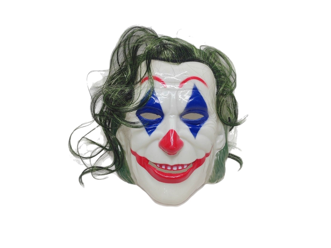 Máscara de payaso para Halloween, máscara de Joker con pelo verde