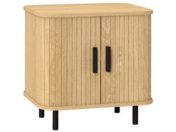 Mesita de noche de estilo escandinavo, patas de acero resistentes, madera de roble, 48x40x48 cm