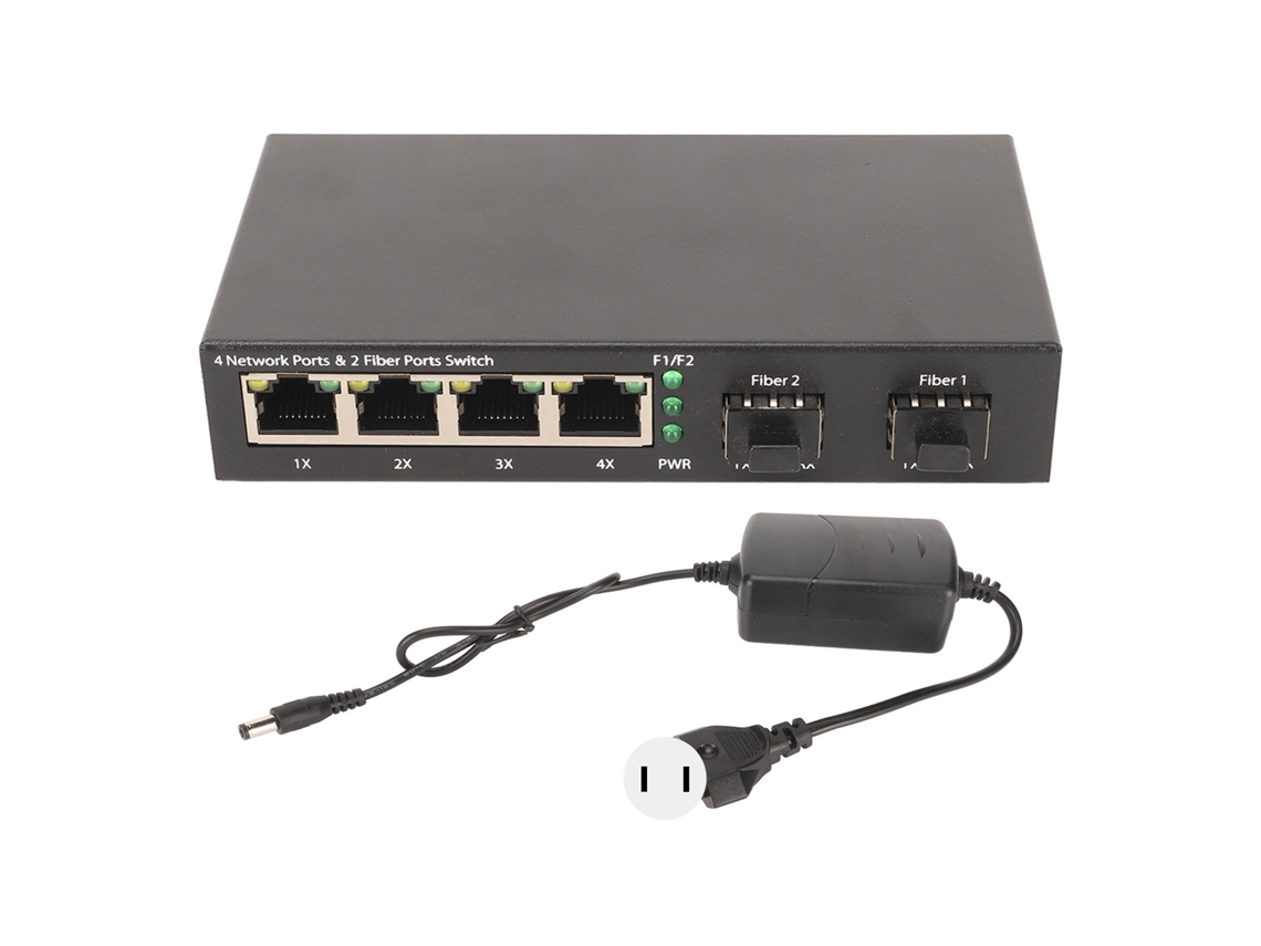 Conmutador De Fibra Óptica Sfp De 6 Puertos 10/100/1000m, Indicador Led Adaptativo, Ethernet Óptica Para Redes De Oficina, 100-240v, Enchufe Estadounidense.