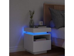 Mesita de Noche Luces Led Madera Blanco (40x39x48.5cm)