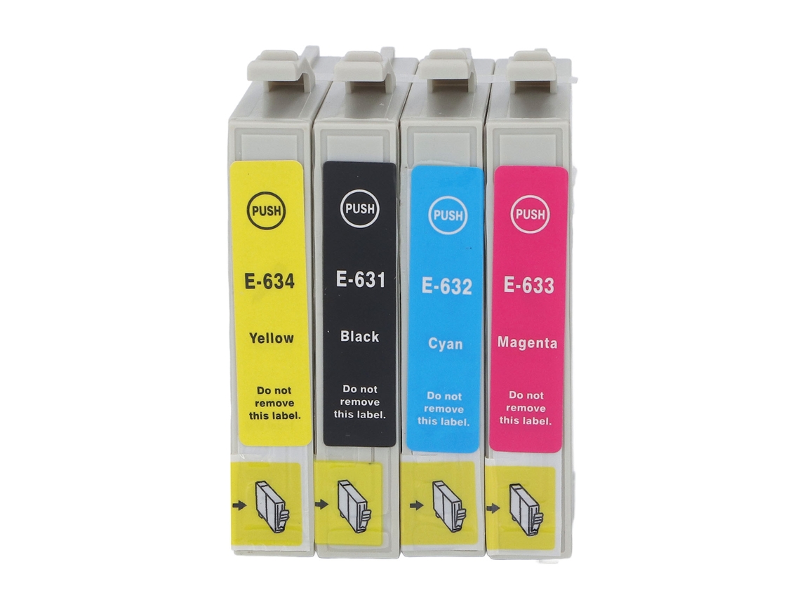 Kit con 4 cartuchos de tinta negra CMY de alta capacidad para impresoras T0631, T0632, T0633 y T0634 | Sin marca