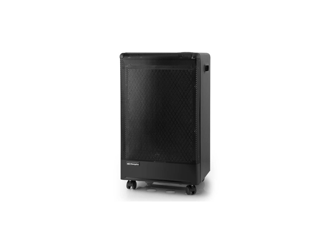 Estufa catalítica de gas Orbegozo H55 de 3000 W con 3 niveles de potencia y apagado de seguridad para gas butano o propano.
