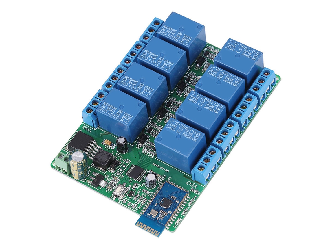 Módulo De Relé Bluetooth De 8 Canales Con Control Remoto Inalámbrico Para Android Y Aplicación Para Control De Lámparas Y Motores.