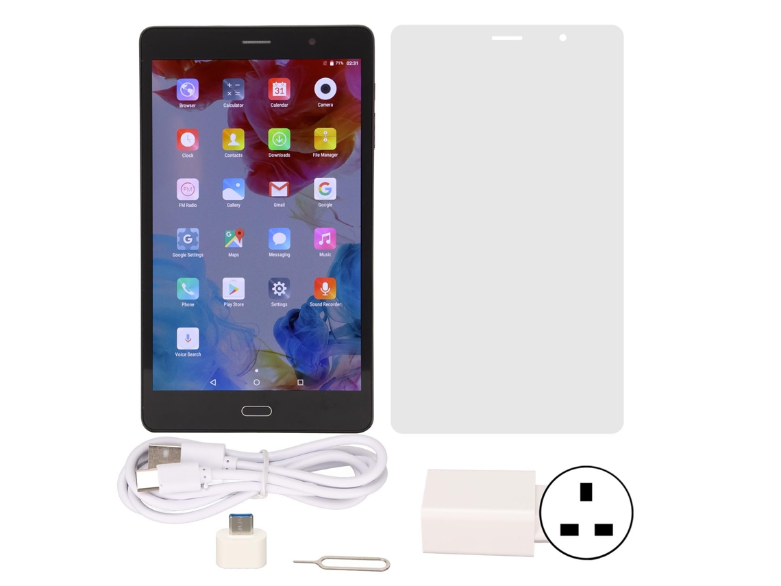 Tablet PC de 8 pulgadas, color negro, 4 GB de RAM, 64 GB de ROM, 4G LTE, doble entrada, luz dorada
