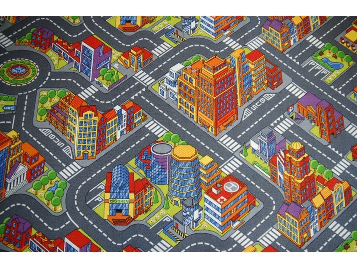 Alfombra Infantil Carreteras Big City Gris (250 x 350 cm)