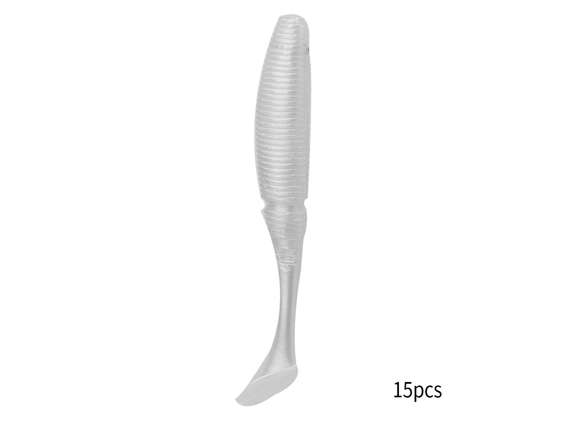 15 Peças/lote Isca Artificial Peixe T Tail 50mm 1g Soft Bait Com Lantejoulas Branco