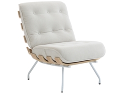 Poltrona Sala Linho Assento Acolchoado Estrutura Aço 62,5x94x81cm Creme