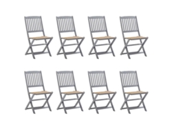 Sillas plegables de exterior DKD Home Decor de 8 piezas con cojines de acacia maciza