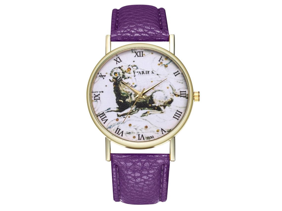 Reloj De Pulsera Unisex De Cuarzo, Estilo Casual Y Moderno, Color Morado.