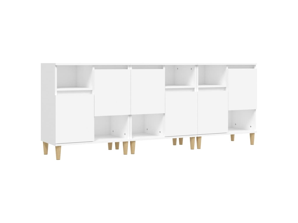 Maison Exclusive - Aparadores 3 Uds Madera Contrachapada Blanco 60x35x70 Cm