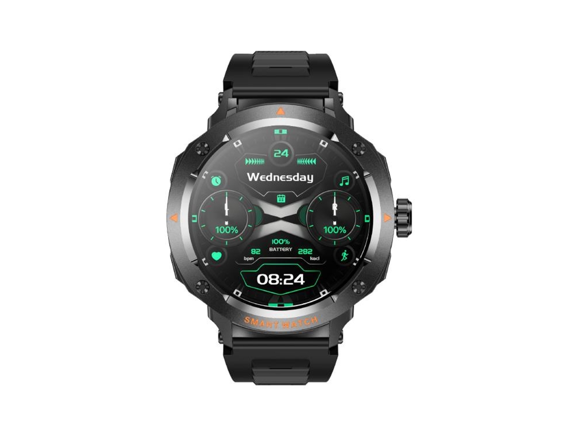 Reloj inteligente 2 en 1 con auriculares Bluetooth y llamadas Bluetooth/NFC (correa de silicona negra)