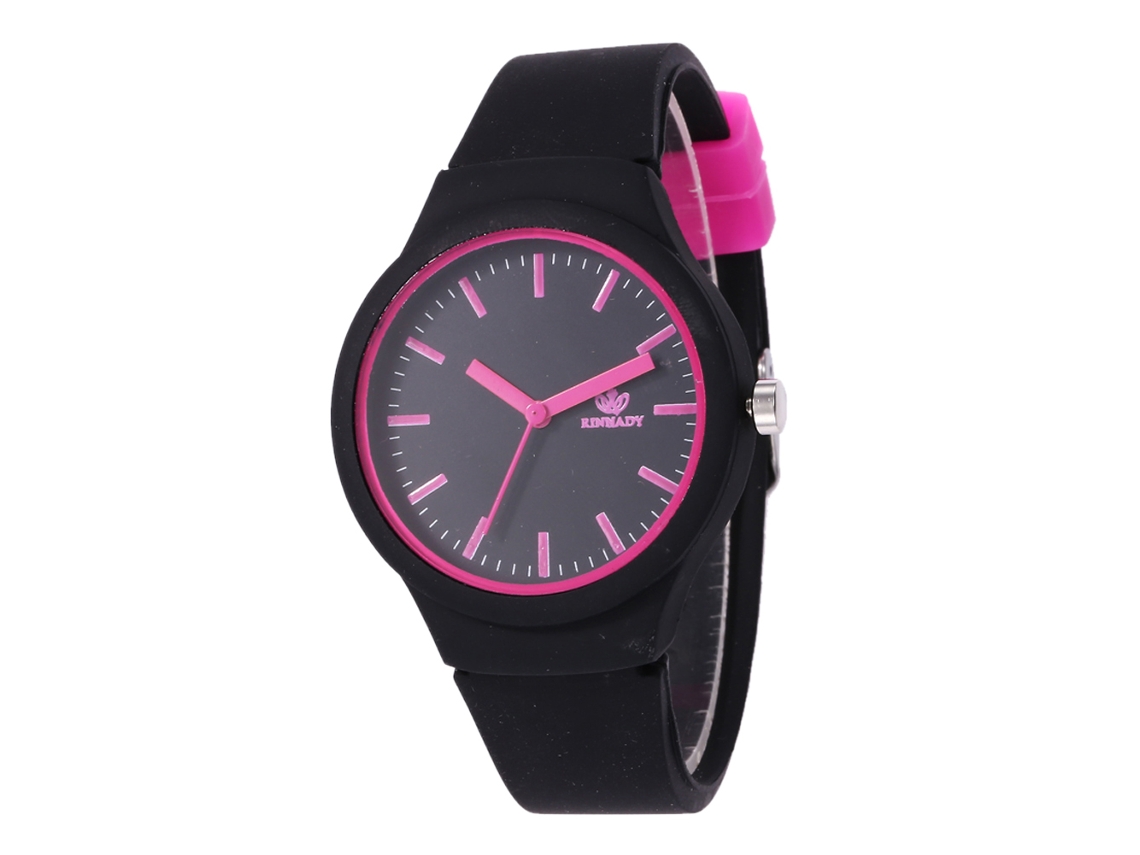 Reloj De Pulsera Unisex Informal De Cuarzo Con Correa De Silicona - Regalo De Moda - Negro