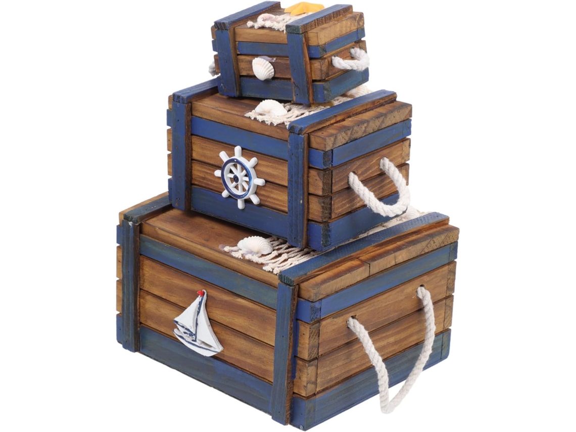 Caja De Almacenamiento De Joyas Mediterránea De 3 Piezas, Organizador Retro Para Artículos Diversos...