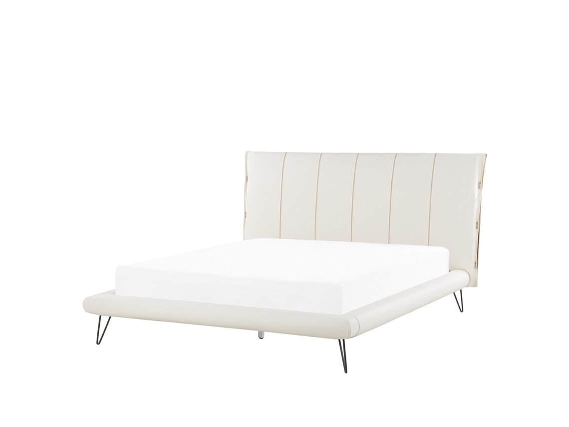 Cama con somier BELIANI Betin de Piel sintética Blanco 200x230x118