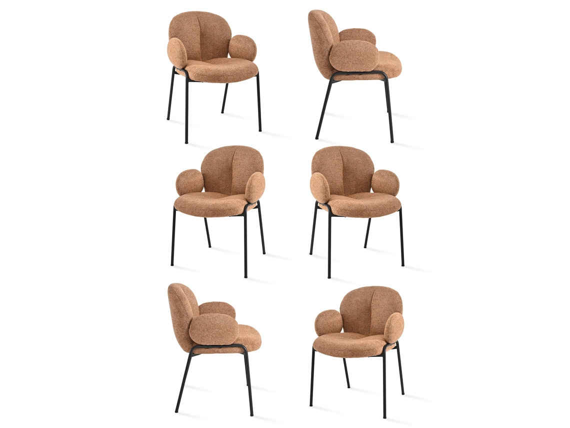 Sillas De Comedor Goeurvant 1235(pack De 6, Naranja, Chenilla)