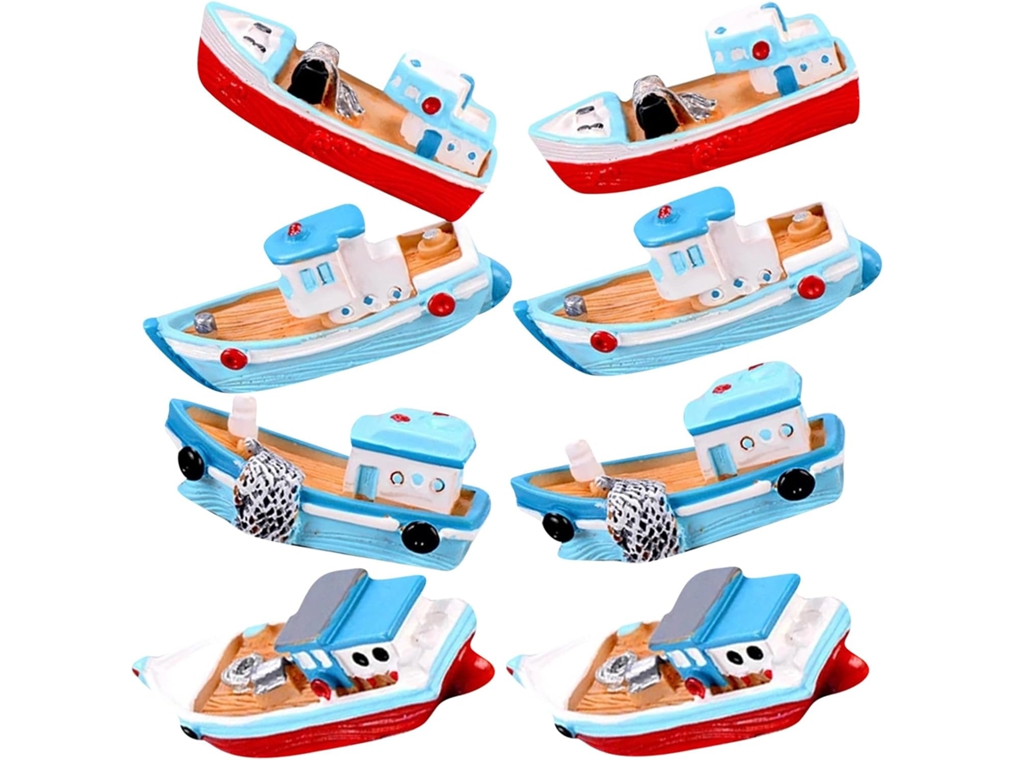 Maqueta De Barco En Miniatura De Resina De 8 Piezas, Adorno Náutico Para La Decoración Del Hogar