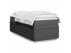 Cama Box Spring Con Colchón Tela Gris Oscuro 80x200 Cm