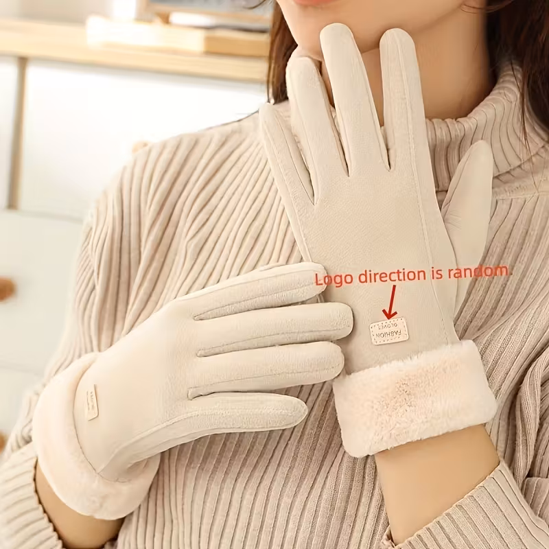 1 par de guantes de invierno para mujer con malla táctil, guantes de poliéster suave para calidez durante todo el año, con forro polar, Stelasplen