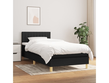 Cama con somier VIDAXL (Negro - Tela - 193 x 90 x 88 cm)