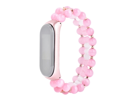 Correa de cuentas trenzadas Cuentas de ópalo de 3 filas para Xiaomi Mi Band 6/5 - rosa