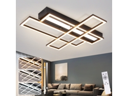 Lámpara de techo LED Nettlife para sala de estar, rectangular, negra, con regulador de intensidad y diseño moderno.