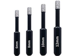 Juego de 4 brocas de diamante profesionales, 6 mm, 8 mm, 10 mm, 12 mm, para cerámica, vidrio y piedra | Sin marca