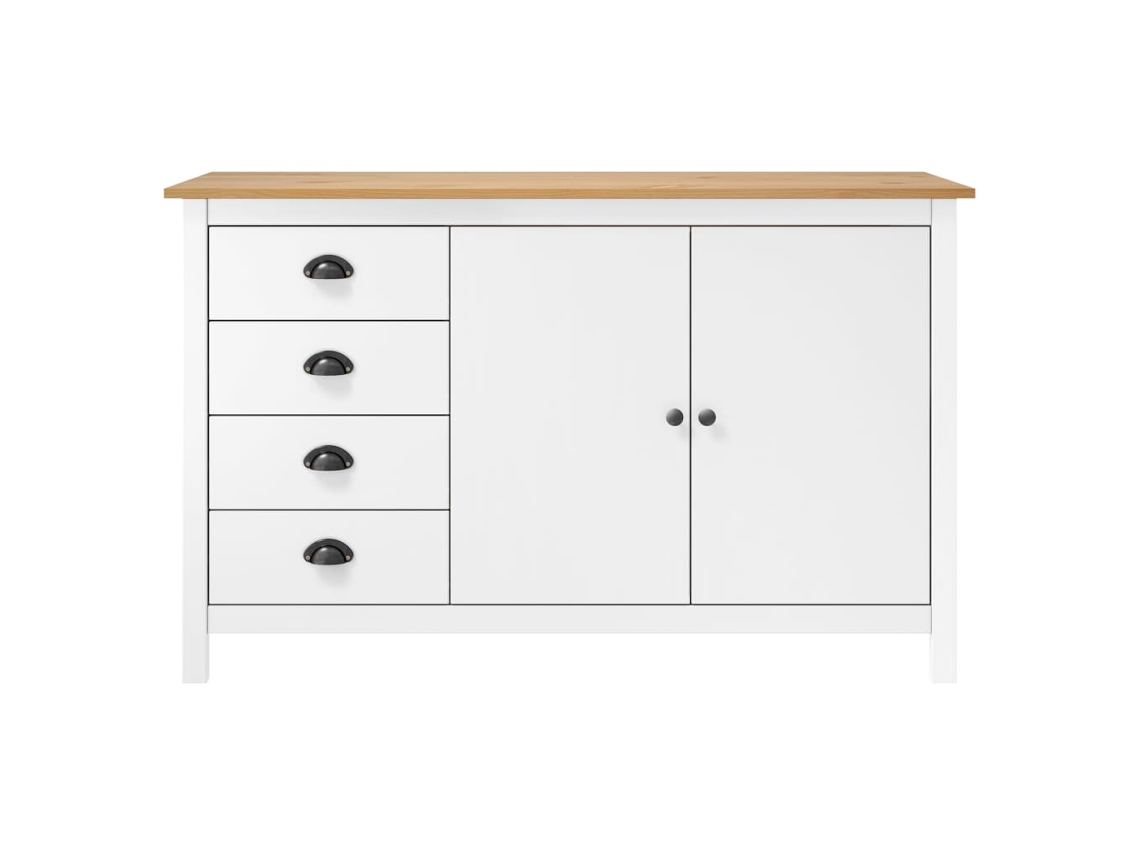 Mesita De Noche | Aparador Hill Madera Maciza De Pino Blanco 130x40x80 Cm Wsd525012