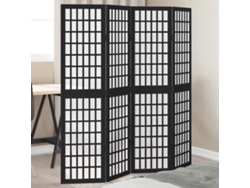 Biombo | Biombo de 4 paneles en madera maciza de paulownia negra Wsd998979 Lovely Home