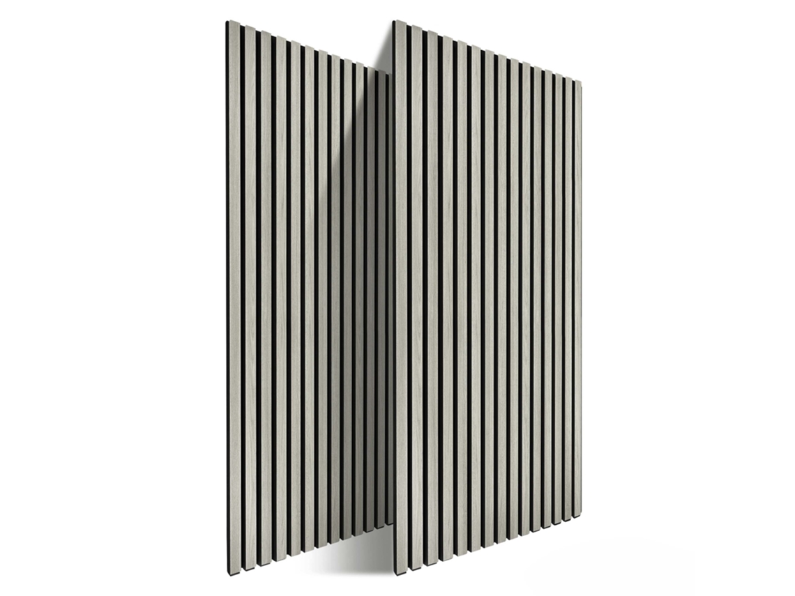Paneles Acústicos Relaxdays, Set De 2, 120 X 60 Cm, Aislamiento Acústico Y Revestimiento, Chapa De Roble, Gris Claro
