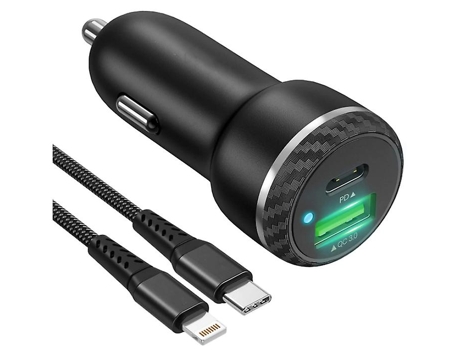 Cargador Carro Usb-C Rápido Porta Tipo BISBISOUS Negro