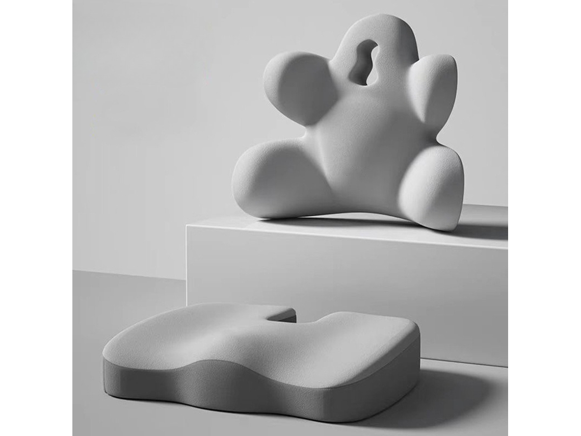 Almohada Ergonómica De Apoyo Lumbar Con Cojín De Espuma Viscoelástica, Gris Gertiz