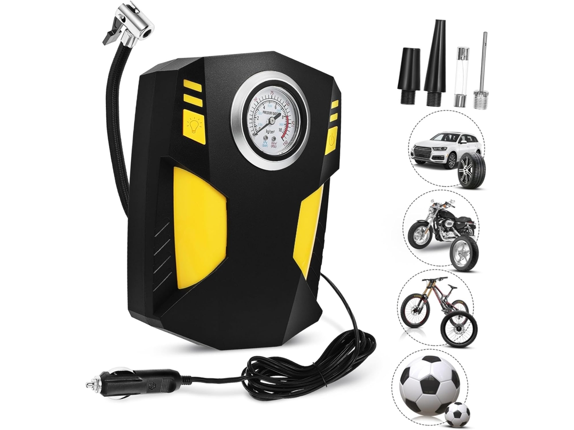 Compresor De Aire Portátil Para Neumáticos De Coche De 12 V Con Luz Led Y Medición Precisa.