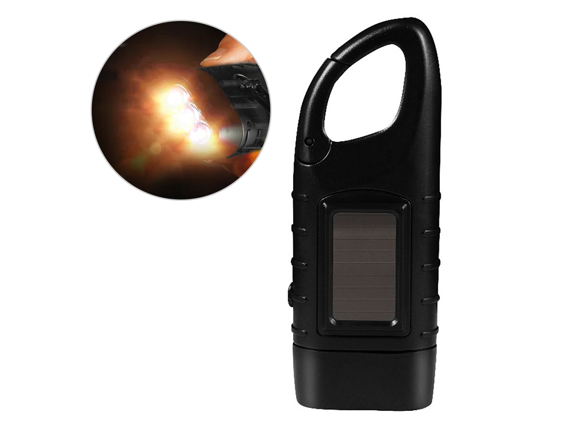 Linterna De Dinamo Con Manivela Y Panel Solar Recargable Led Para Camping, Senderismo Y Uso De Emergencia Con Clip