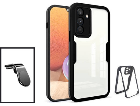 Kit Carcasa 360° Protección Frente y Verso + Soporte Magnético Samsung Galaxy M52 5G Pro GIFT4ME Negro