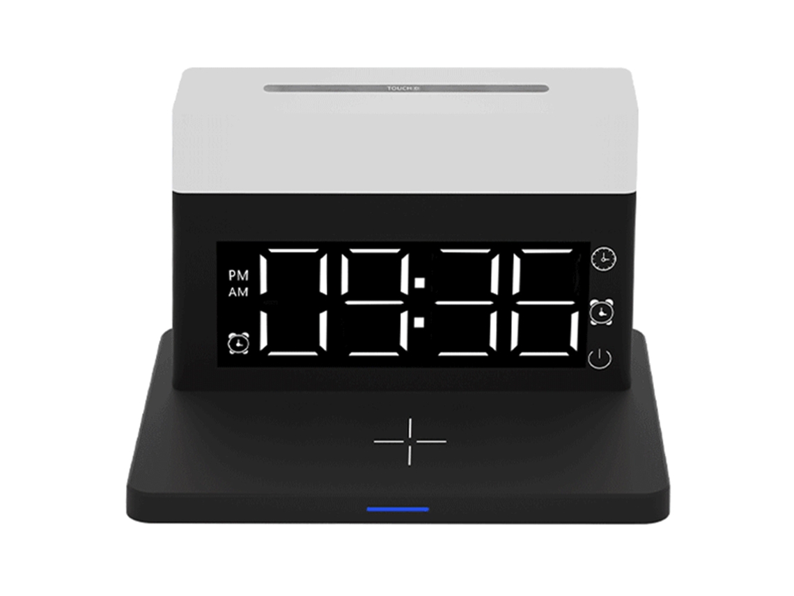 Cargador Inalámbrico 15w De Carga Rápida, Lámpara De Escritorio, Reloj Despertador 6 En 1 Multifuncional