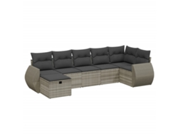 Maison Exclusive - Set De Sofás De Jardín 7 Pzas Con Cojines Ratán Pe Gris Claro