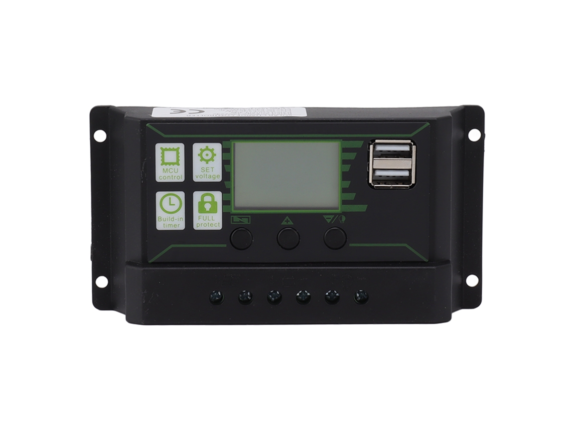 Controlador De Carga Solar Pwm Con Pantalla Lcd Grande Y 2 Puertos Usb, 70 A, Múltiples Protecciones Y Compensación De Temperatura.