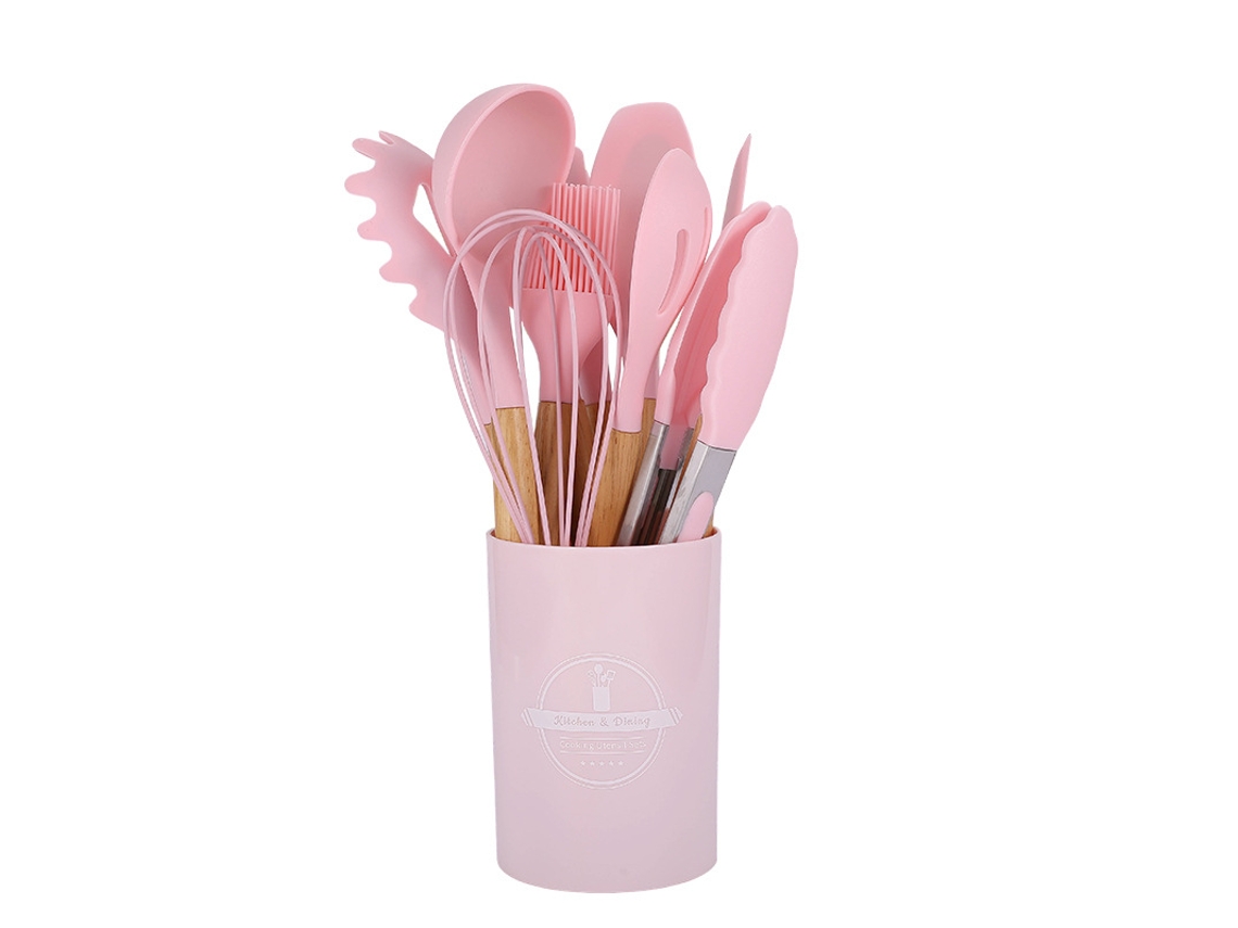 Juego de 12 utensilios de cocina, color rosa Tommy01