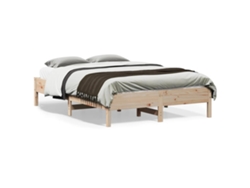 Estructura De Cama Sin Colchón Madera Maciza De Pino 135x190 Cm
